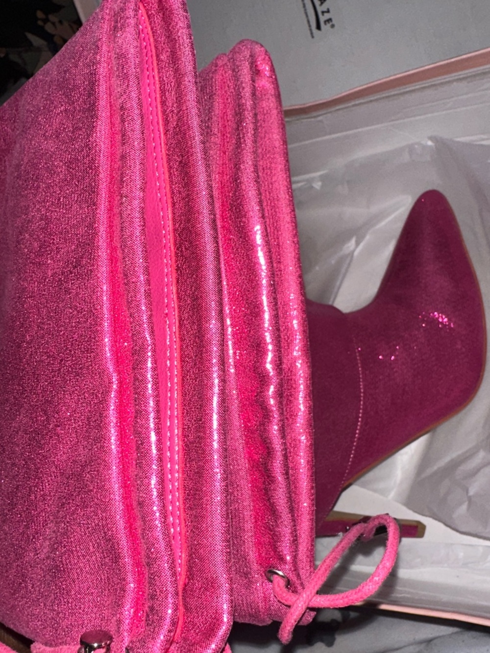 Glaze Metallic Fuchsia Pointed-Toe Stiletto Boots